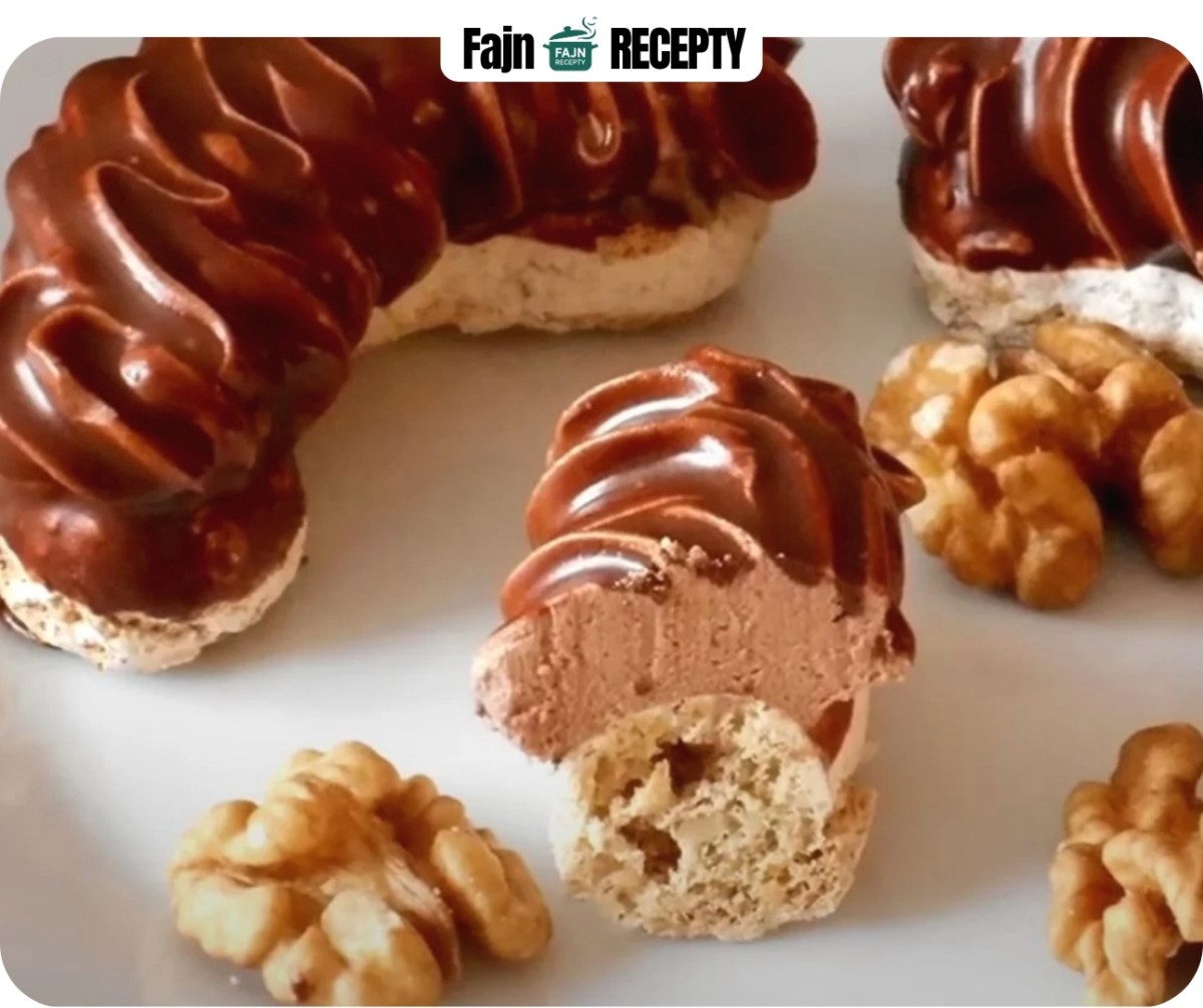 Pařížské ROHLÍČKY s ořechovým sněhem a čokoládovým krémem